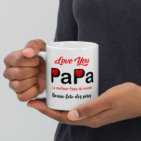 Mug Blanc Je t'aime Papa - Fêtes des pères -Idée cadeau