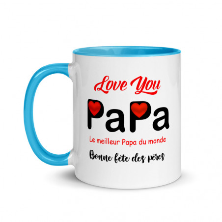 Mug à Intérieur Coloré Je t'aime Papa - Fêtes des pères -Idée cadeau