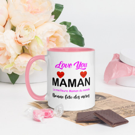 Mug à Intérieur Coloré Je t'aime Maman - Fêtes des mères - Idée cadeau