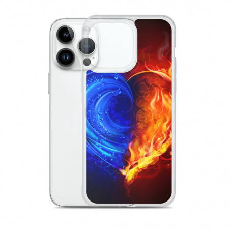 Coque pour iPhone Coeur flamme
