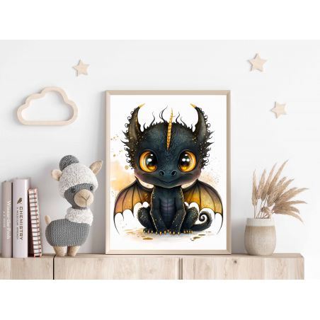 Affiche poster Bébé Enfant - Dragon noir
