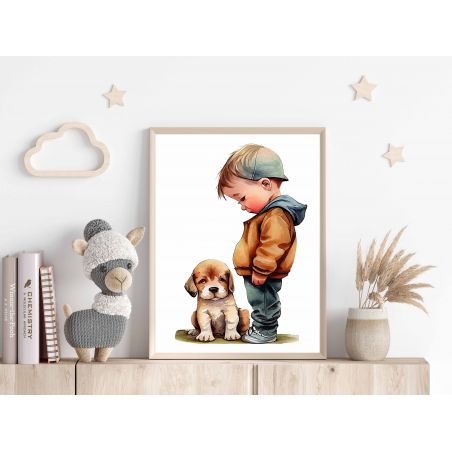 Affiche poster Bébé Enfant - Enfant chien